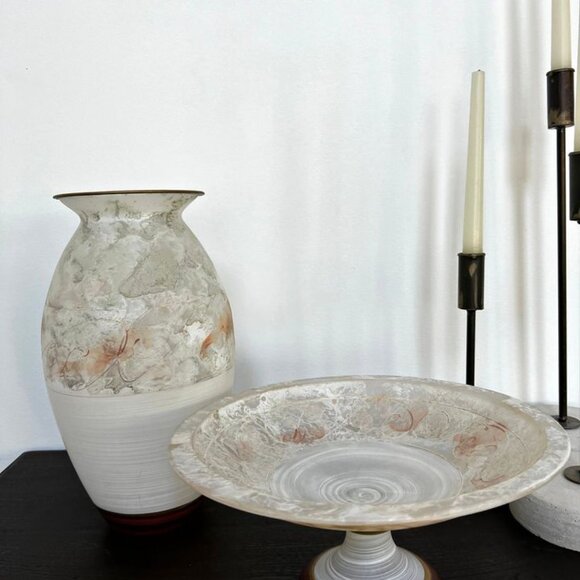 Vintage Casa Elite Arte Murano Italian Glass Vase and Footed Bowl - Picture 2 of 5